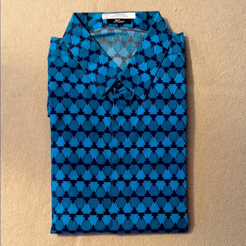 Versace collection Blue Geometric Men's Shirt
